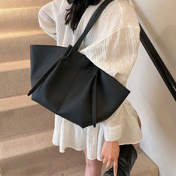 Branded Designer Shoulder Tote Bags For Women Soft PU Leather 2-IN-1 Big Capacity Shopper Tote Set 2025 Luxury Designer Handbags