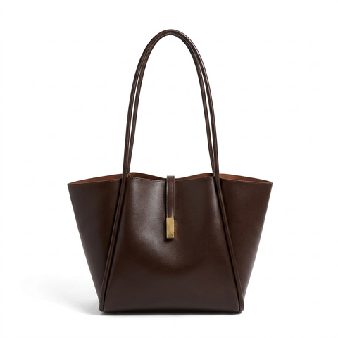 Versatile Leather Tote Bag Solid Color Large Capacity Shoulder Bag Vintage Handbag for Daily Use Travel and Commuting